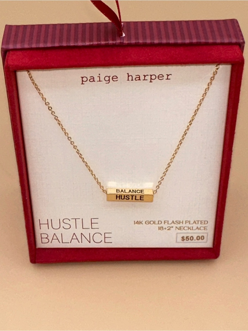 Gold 'Balance Hustle' Bar Necklace - Gold
